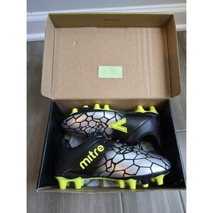 Mitre Regent Kids Soccer Cleats Black Silver Neon Green Size 2Y Youth Football